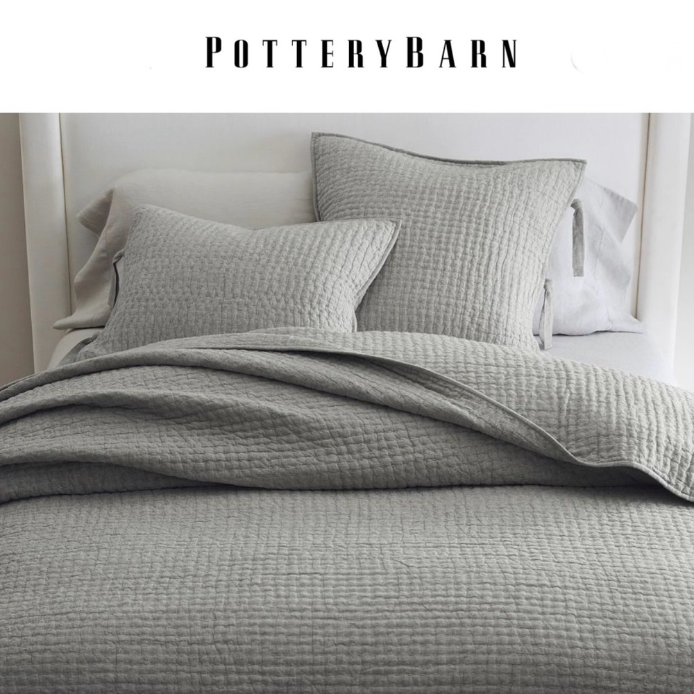 Pottery Barn Pick-Stitch Handcrafted Standard Sham Set of 2